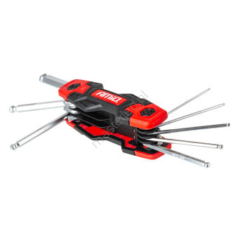 Klucze imbusowe HEX z kulką składane IMBUS 8szt. CRV AMIO-04788