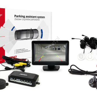 Zestaw czujników parkowania TFT01 4,3" z kamerą HD-305 LED 4 sensory białe