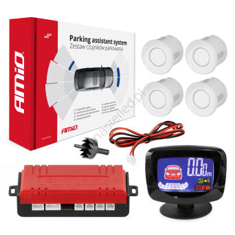 Zestaw czujników parkowania czujniki cofania LED GRAF 4 sensory białe AMIO-01563
