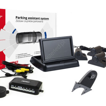 Zestaw czujników parkowania TFT02 4,3" z kamerą HD-502-IR 4 sensory czarne Truck