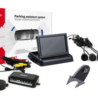 Zestaw czujników parkowania TFT02 4,3" z kamerą HD-502-IR 4 sensory czarne
