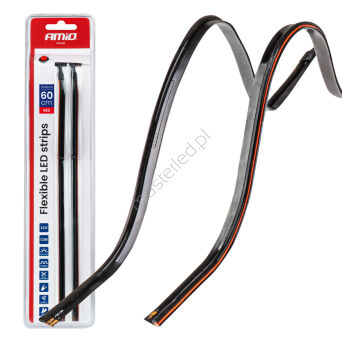 Paski LED do samochodu boczne czerwone 2x30cm 12V AMIO-04576