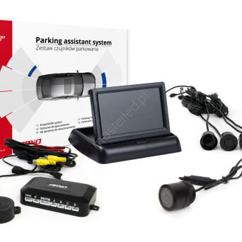 Zestaw czujników parkowania TFT02 4,3" z kamerą HD-301-IR 4 sensory czarne