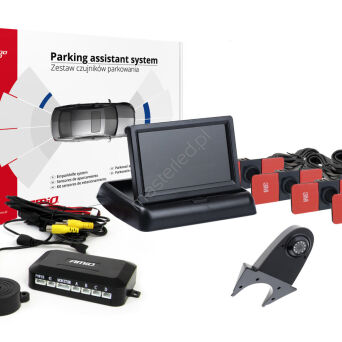 Zestaw czujników parkowania TFT02 4,3" z kamerą HD-502-IR 4 sensory czarne wewnętrzne