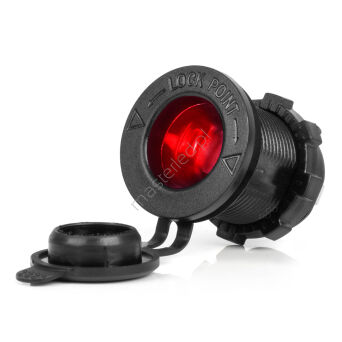 Gniazdo zasilania dodatkowe do zabudowy z czerwonym podświetleniem 12V 24V AMIO-04219