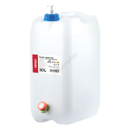 Kanister zbiornik plastikowy na wodę niebieski z kranem i dozownikiem mydła 30L AMIO-05148