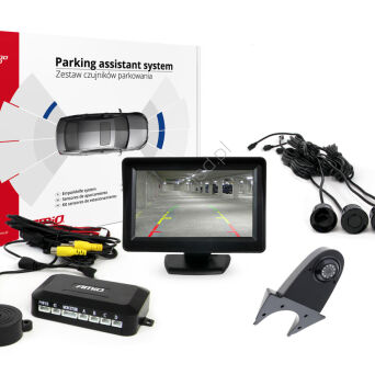 Zestaw czujników parkowania TFT01 4,3" z kamerą HD-502-IR 4 sensory czarne