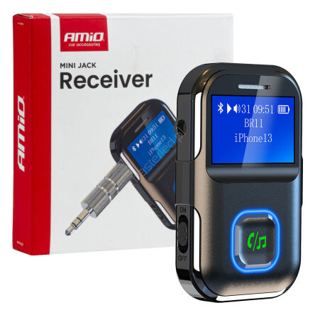 Odbiornik bluetooth na mini jack LCD AUX AMIO-04659
