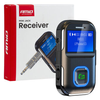 Odbiornik bluetooth na mini jack LCD AUX AMIO-04659