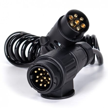 Coiled cable with 13/7 PIN plugs 12V 1.5m E1386