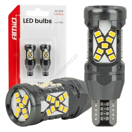 Żarówki LED CANBUS T15 2016 45SMD białe 12V 24V AMIO-04992