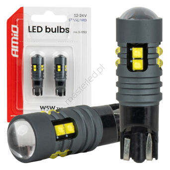 Żarówki LED STANDARD T10 2525 10SMD białe 12V 24V AMIO-04993