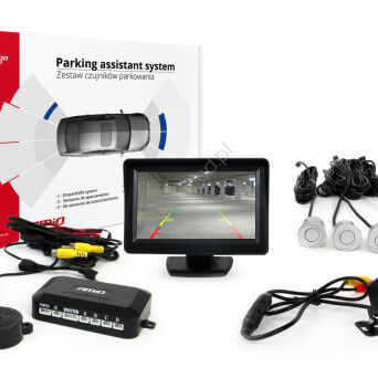 Zestaw czujników parkowania TFT01 4,3" z kamerą HD-315-LED 4 sensory srebrne