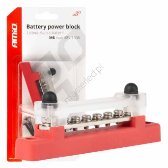 Blok rozdzielczy masy plusa bus bar M6 12V - 48V 150A AMIO-03810