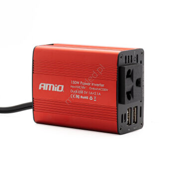 Przetwornica napięcia 12V/230V 150W/300W 2xUSB PI01 AMIO-02468