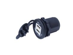 Gniazdo samochodowe USB montażowe z daszkiem 12/24V