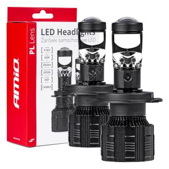 Żarówki samochodowe LED seria PL Lens H4 soczewka 6000K Canbus AMIO-03667