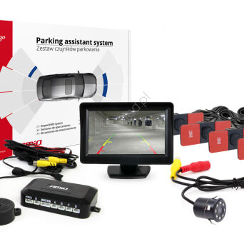 Zestaw czujników parkowania TFT01 4,3" z kamerą HD-307-IR 4 sensory czarne wewnętrzne