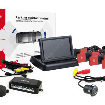 Zestaw czujników parkowania TFT02 4,3" z kamerą HD-308-LED 4 sensory czarne wewnętrzne