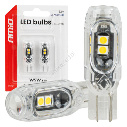 Żarówki LED STANDARD T10 2835 5SMD białe 12V AMIO-04995