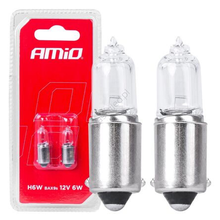 Żarówki halogenowe H6W 12V 6W BAX9S 2szt. blister AMIO-03355