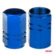 Aluminiowe nakrętki na wentyle kapturki niebieskie 4 szt AMIO-02239 - 3