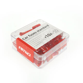 Bezpieczniki samochodowe standard pudełko 50 szt. 10A AMIO-01334