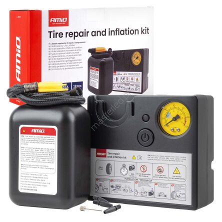 Zestaw naprawczy do opon z kompresorem 19mm 12V AMIO-04929