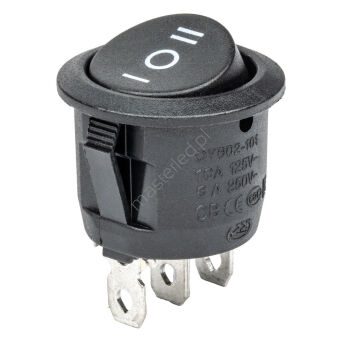 Włącznik czarny okrągły 12/230V BU03 AMIO-02463