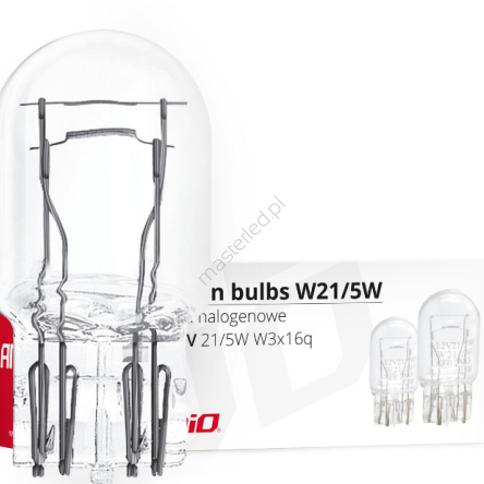 Żarówki halogenowe T20 W21/5W W3x16d AMIO-02552