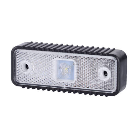 Obrysówka LED z odblaskiem LD 537, z gumową podkładką ryflowaną, biała, 12/24V