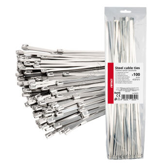 Opaski zaciskowe metalowe ze stali nierdzewnej 4.6x400mm 100 szt. AMIO-04325