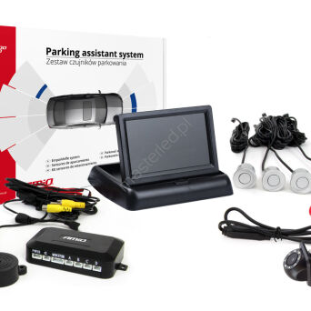 Zestaw czujników parkowania TFT02 4,3" z kamerą HD-305-LED 4 sensory srebrne