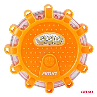 Lampa ostrzegawcza awaryjna z funkcją latarki 3xAAA IP65 12SMD + 3SMD światło pomarańczowe AMIO-04828