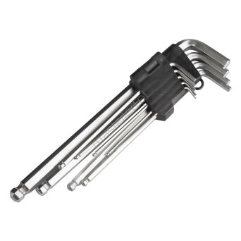 Klucze IMBUS zestaw kluczy imbusowych długie 230 mm 9 szt. AMIO-01721