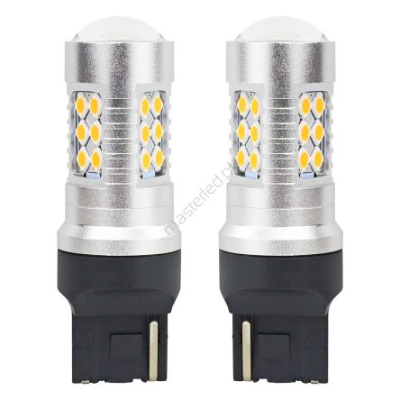 Żarówki LED CANBUS 3030 24SMD T20 WY21W Pomarańczowa Amber 12V 24V AMIO-02393