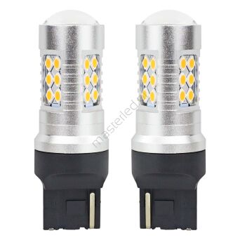 Żarówki LED CANBUS 3030 24SMD T20 WY21W Pomarańczowa Amber 12V 24V AMIO-02393