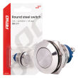 Włącznik płaski okrągły stalowy ON/OFF 19mm 5A 12/230V AMIO-04474 - 6