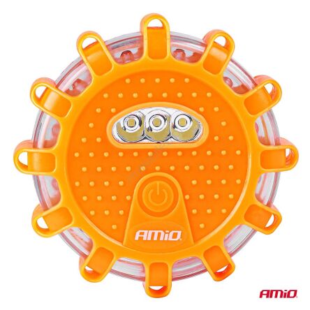 Lampa ostrzegawcza awaryjna z funkcją latarki 3xAAA IP65 12SMD + 3SMD światło czerwone AMIO-02499