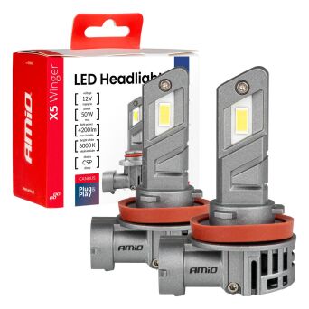 Żarówki samochodowe LED seria X5 Winger H8 H9 H11 6000K Canbus AMIO-03947