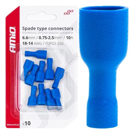 Konektory izolowane żeńskie płaskie 6.6mm AMIO-03068