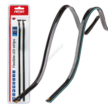 Paski LED COB do samochodu boczne niebieskie 2x30cm 12V AMIO-04578