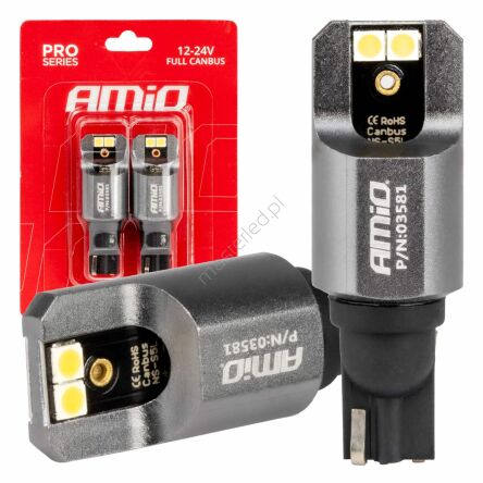 Żarówki LED FULL CANBUS PRO T15 W16W 4x3030 SMD białe 12V 24V AMIO-03581