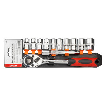Klucz nasadowy grzechotka zestaw 11 szt 1/2" 10-24mm AMIO-02412