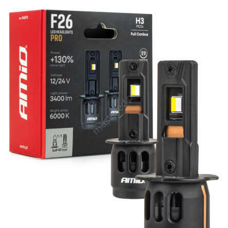 Żarówki samochodowe LED F26 PRO LumiTec LIMITED +130% DUO FULL CANBUS H3 12V 24V AMIO-04870