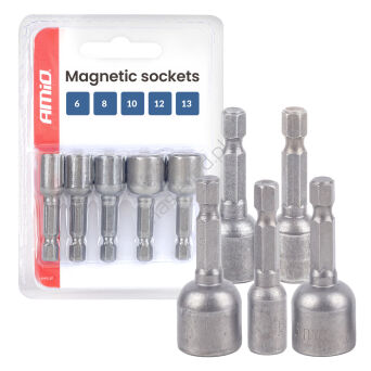 Zestaw nasadek magnetycznych 5el. 6-8-10-12-13mm AMIO-04937