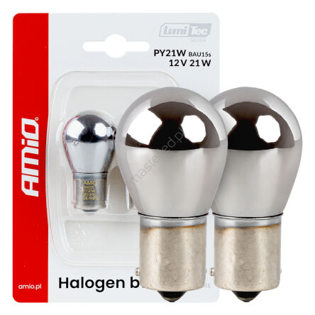 Żarówki halogenowe PY21W 12V 21W BAU15S LumiTec chrom pomarańczowe 2szt.AMIO-04629