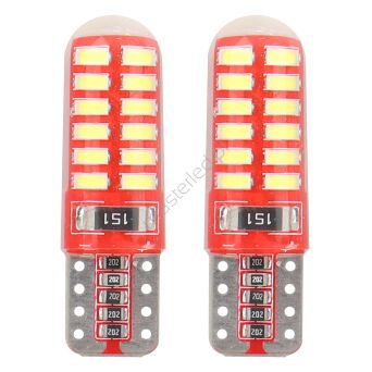 Żarówki LED CANBUS 24SMD 3014 T10e W5W SILCA White 12V AMIO-01444
