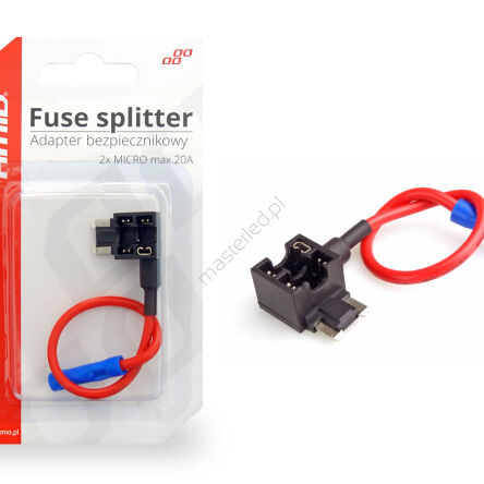 Adapter bezpiecznikowy dodatkowy bezpiecznik bajpas MICRO niski profil 20A AMIO-02332