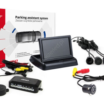 Zestaw czujników parkowania TFT02 4,3" z kamerą HD-307-IR 4 sensory czarne